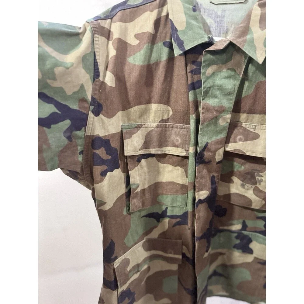 Vintage USGI Woodland Camo BDU Field Jacket Medium Short USMC EGA Stamp